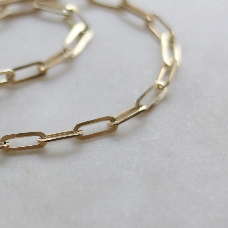 4mm width Gold Link Paper Clip Necklace