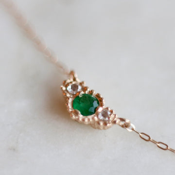 Emerald and Diamond Twinkle Necklace