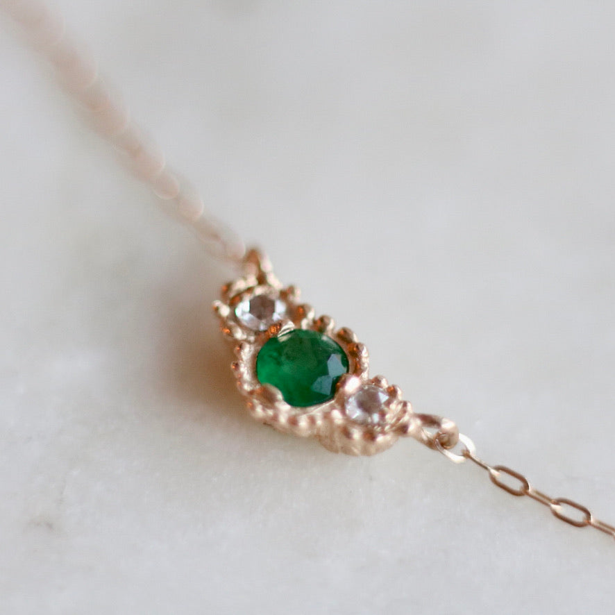 Emerald and Diamond Twinkle Necklace