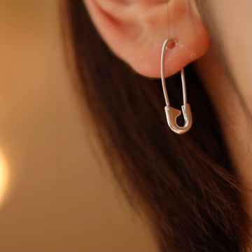 Single Silver Safety Pin Earring