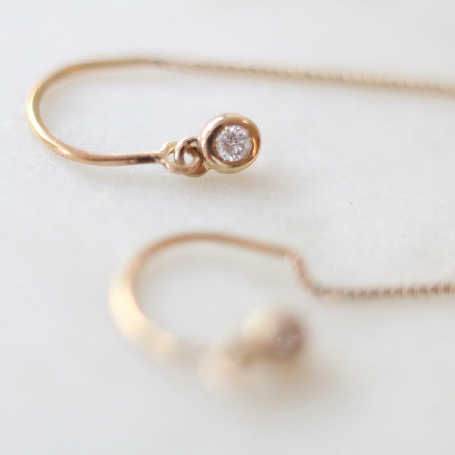 Diamond Thread Through Earrings