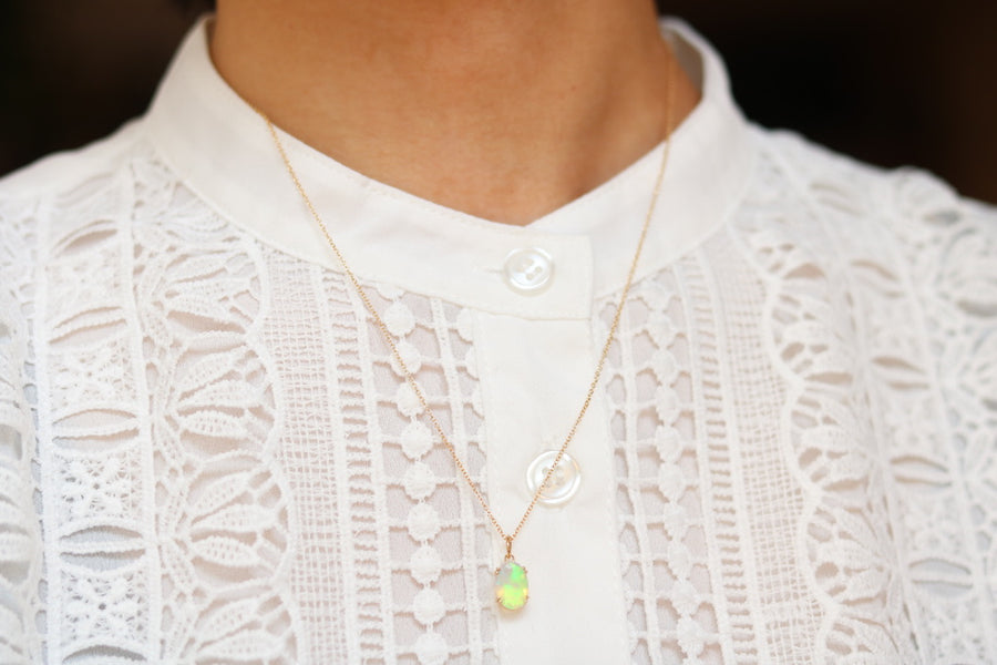 Faceted Prong Set Opal Necklace