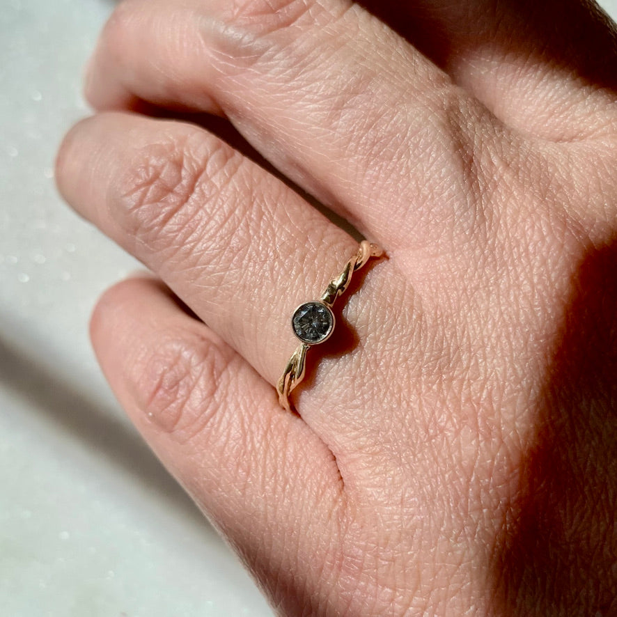 Twisted Gray Diamond Ring