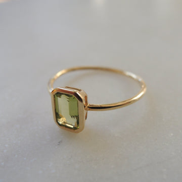 Peridot Emerald-Cut Ring