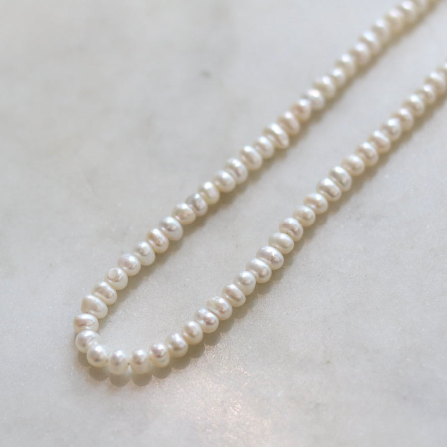 Seed Pearl Necklace w/ Sterling Silver Clasp