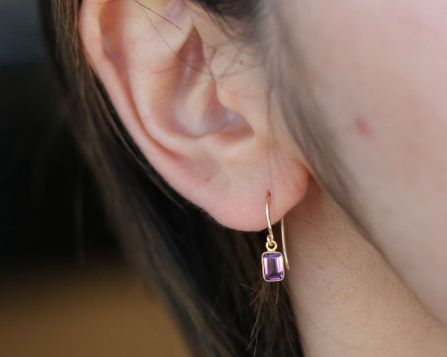 Rectangle Amethyst Earring