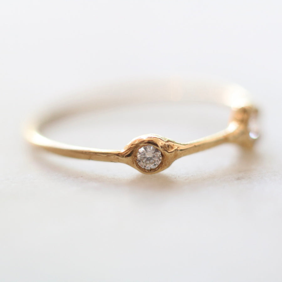 Double Ripple Ring with Diamonds