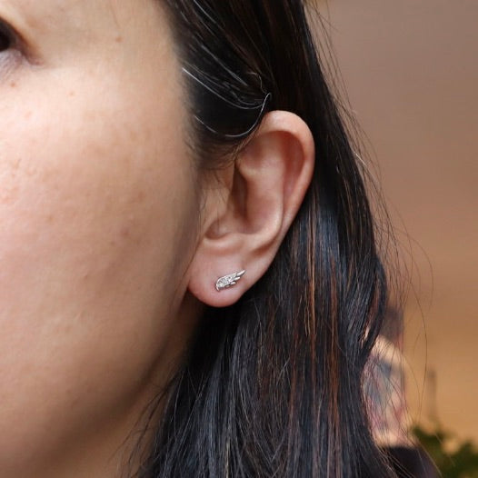 Single Diamond Wing Stud Earring