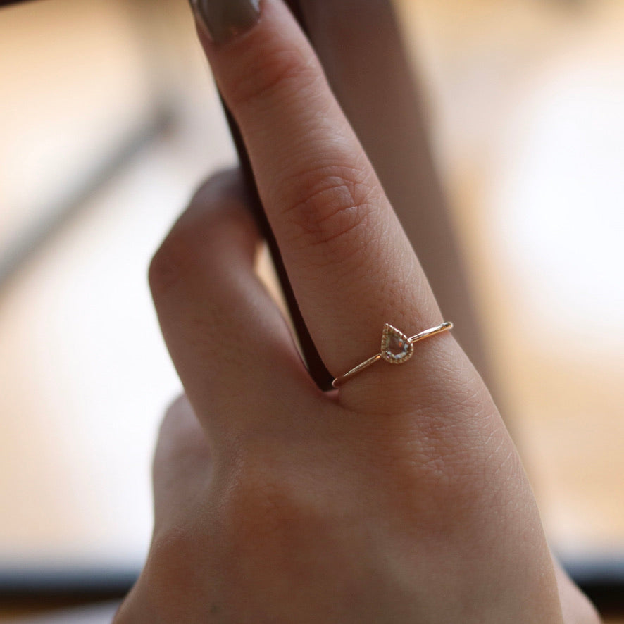 Pear Shape Rose Cut Diamond RIng