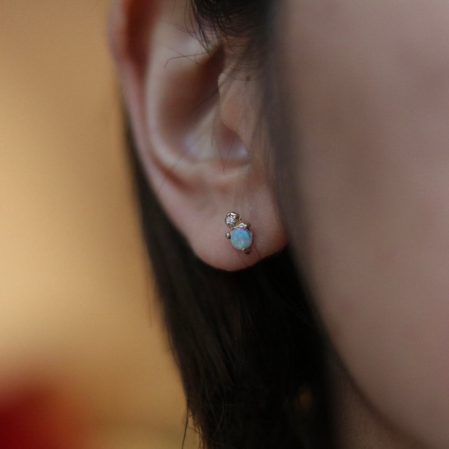 Opal and Diamond Stud Earrings