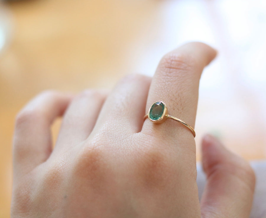 Bezel Set Oval Emerald Ring