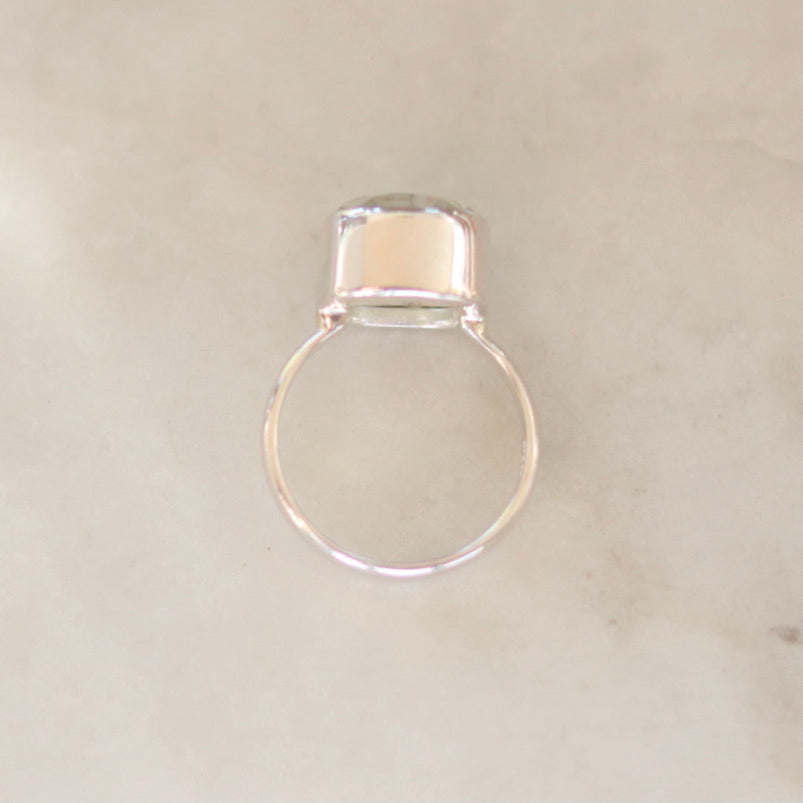 Green Amethyst Silver Ring