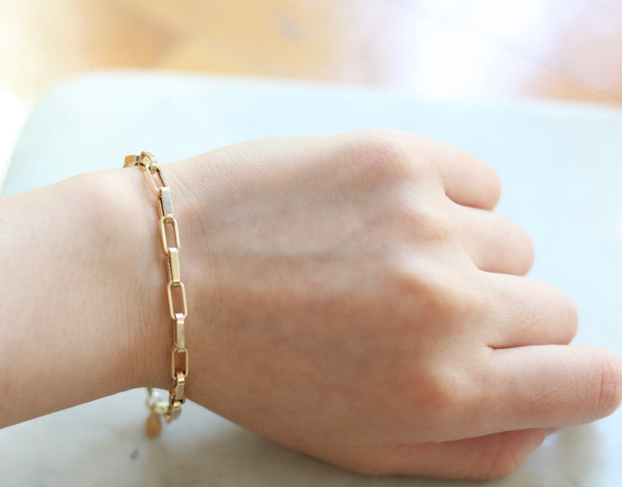 Wide Link 14K Gold Chain Bracelet