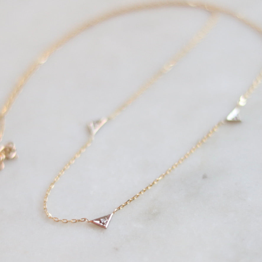 Three Triangle Trim with Diamond Necklace
