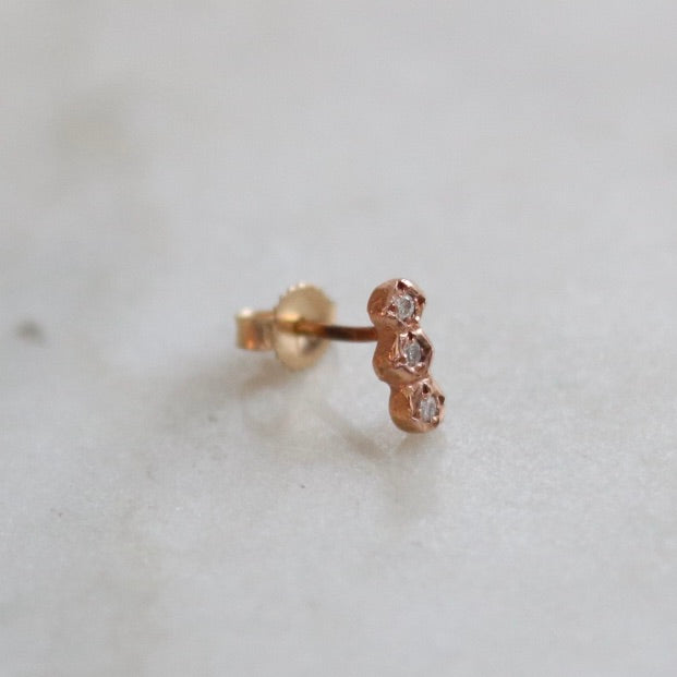 Single Three Diamond Stud Earring