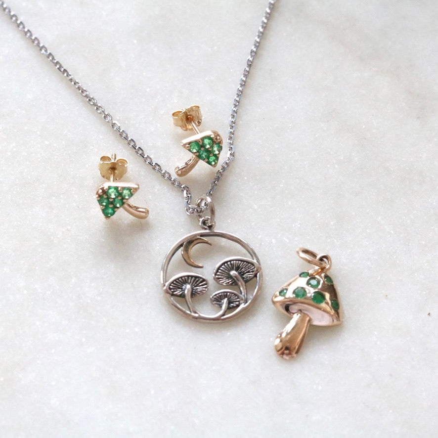 Mushroom Under the Moon Necklace