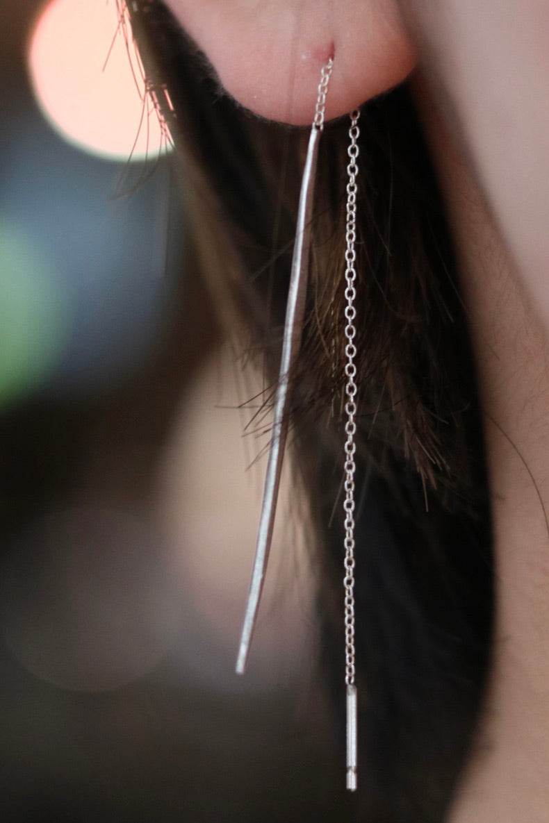 Ripple Thread Through Medium Silver Earrings
