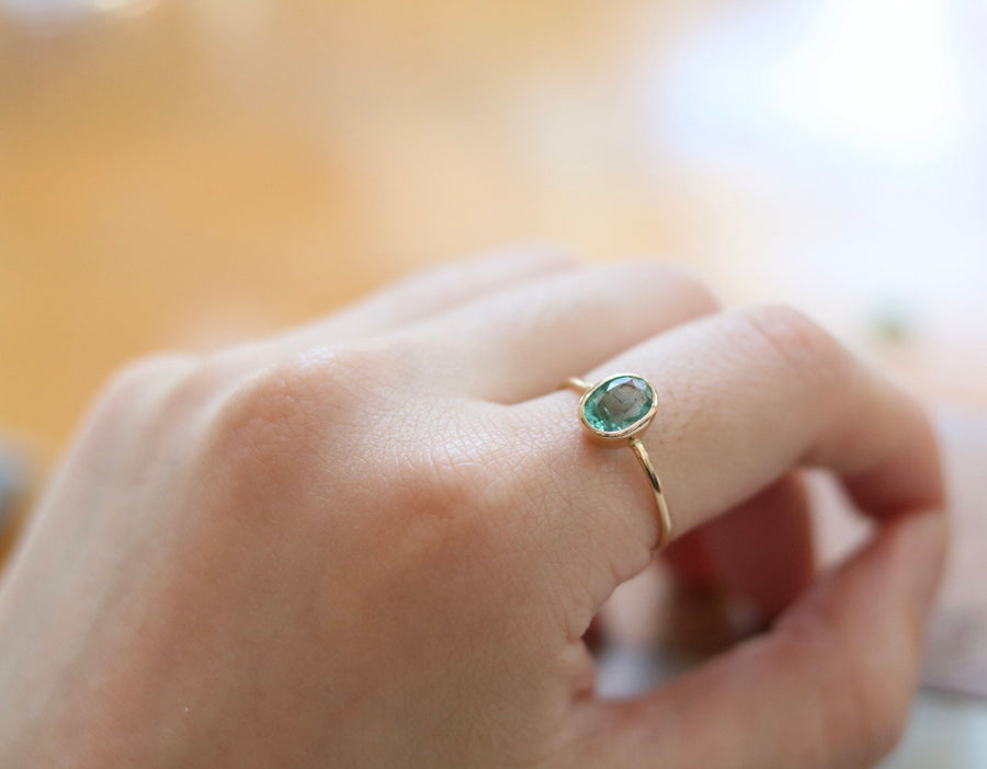 Bezel Set Oval Emerald Ring