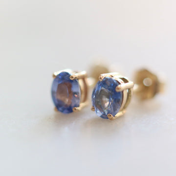 Oval Water Blue Sapphire Earring