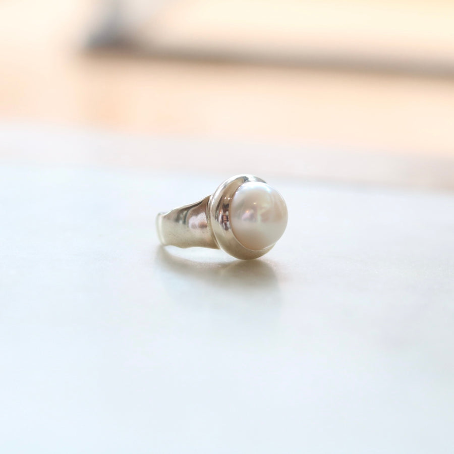 Bezel Set Freshwater Pearl Ring