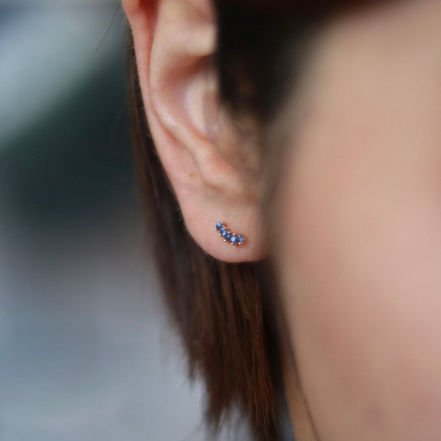 Curved Sapphire Stud Earrings