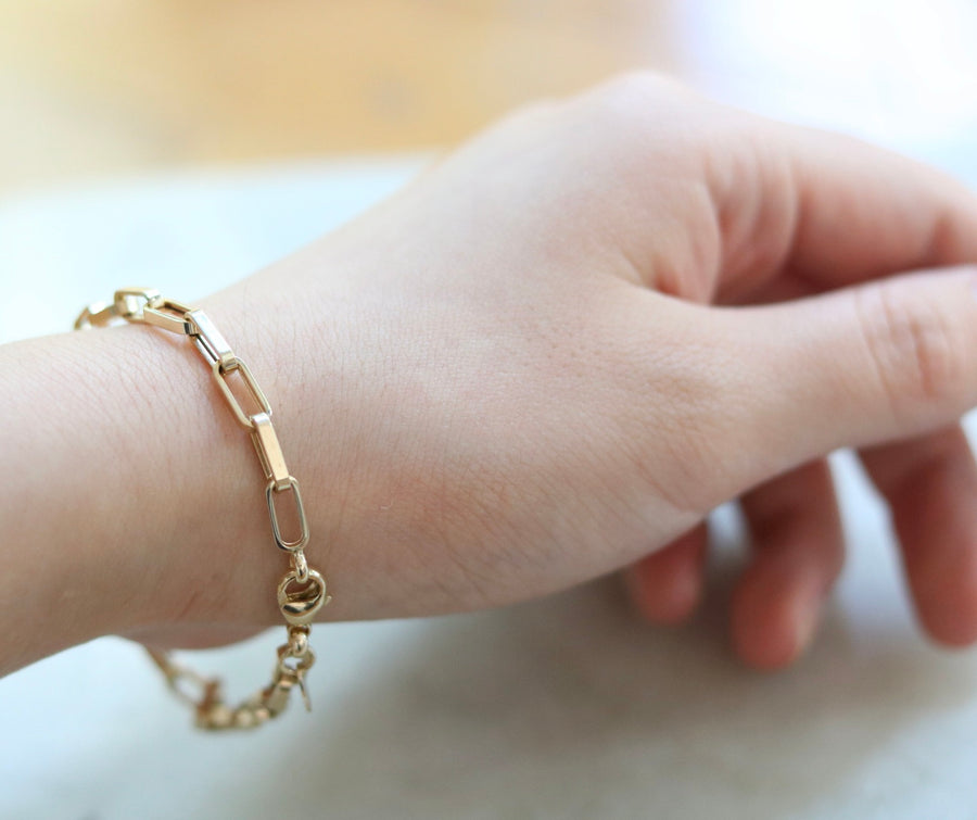 Wide Link 14K Gold Chain Bracelet