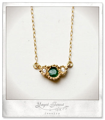 Emerald and Diamond Twinkle Necklace