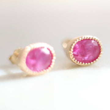 Oval Ruby Stud Earrings