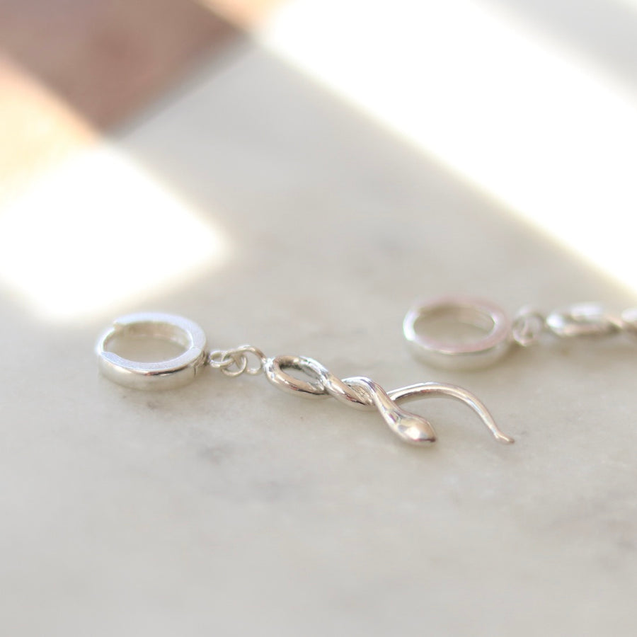 Silver Snake Hoop Earring