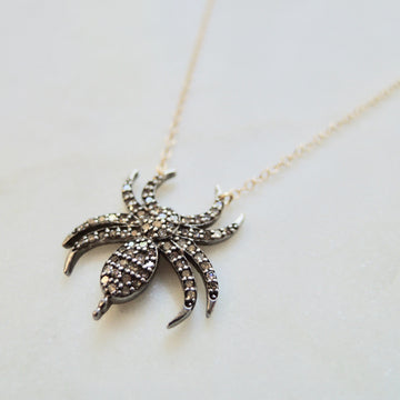 Brown Diamond Spider Necklace