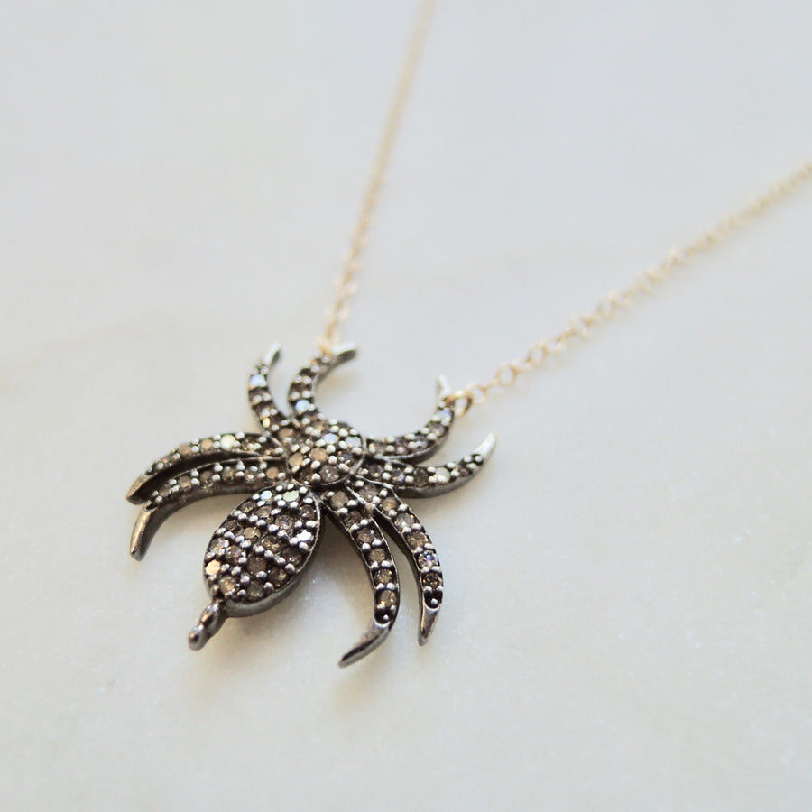 Brown Diamond Spider Necklace