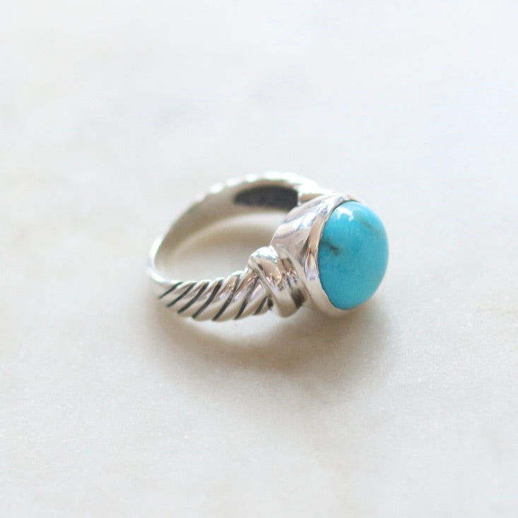 Rope Band Turquoise Ring
