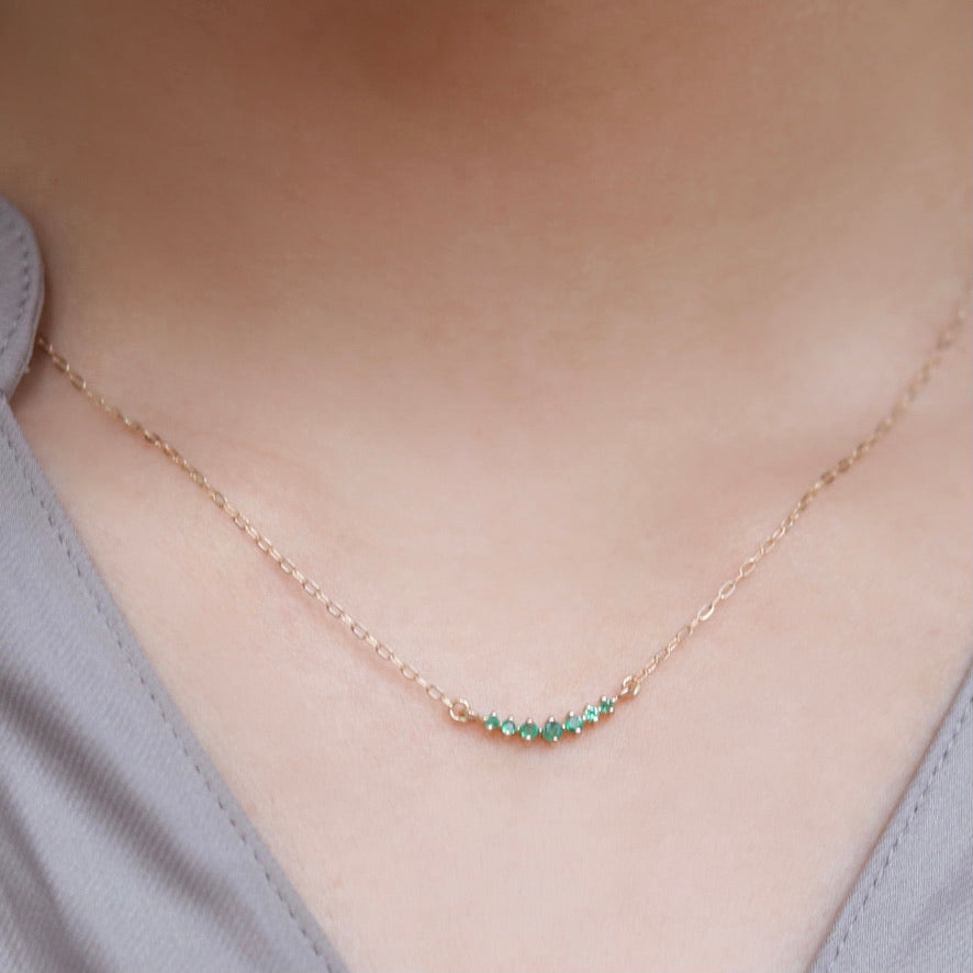 Curved Seven Emerald Necklace