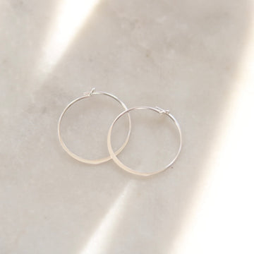 Medium Skinny Silver Hoop Earring (20mm)