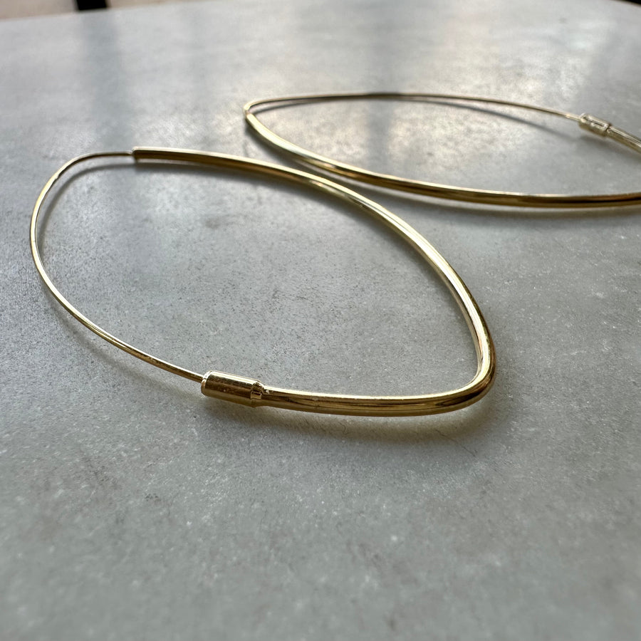 Gold Marquise Shape Hoop Earrings