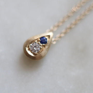 Sapphire and Diamond Teardrop Necklace