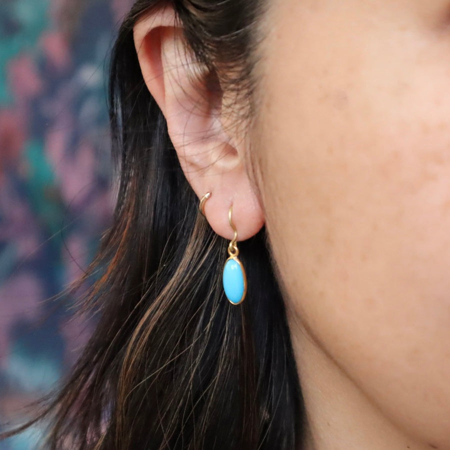 Elongate Oval Turquoise Earrings