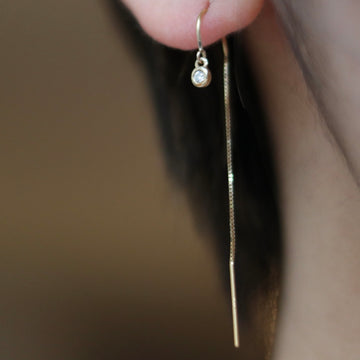 Diamond Thread Through Earrings
