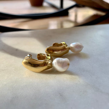 Ebi Pearl Hoop Earrings