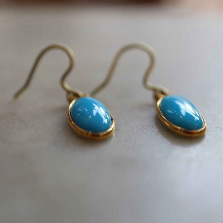 Elongate Oval Turquoise Earrings