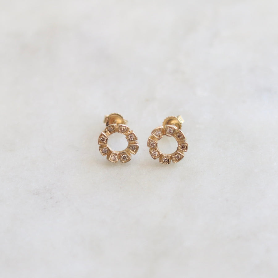 Brown Diamond Halo Earrings