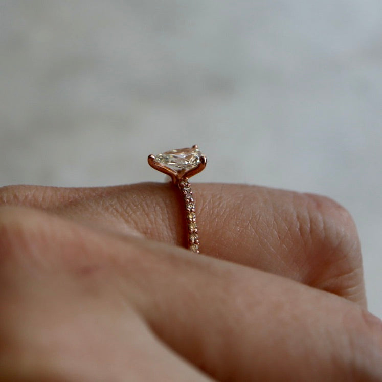 Pear Shape Tint Lemon Color Diamond Ring