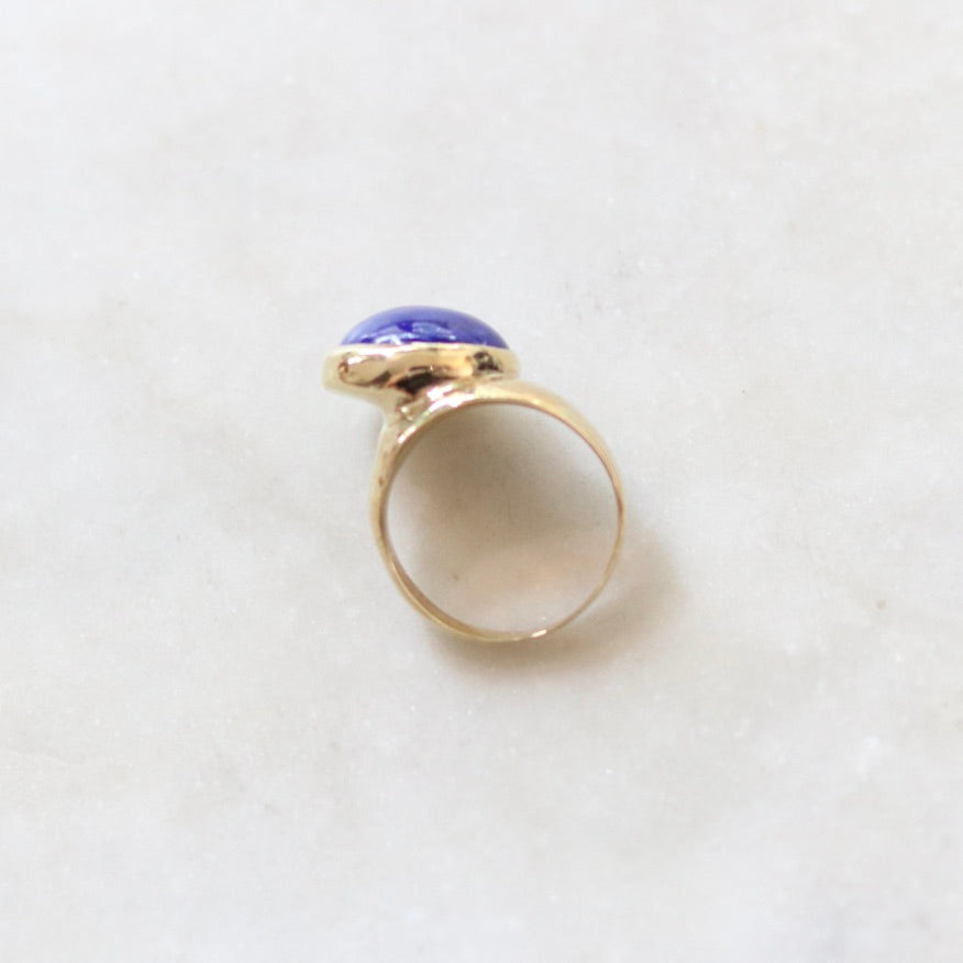 Bronze and Lapis Offset Ring
