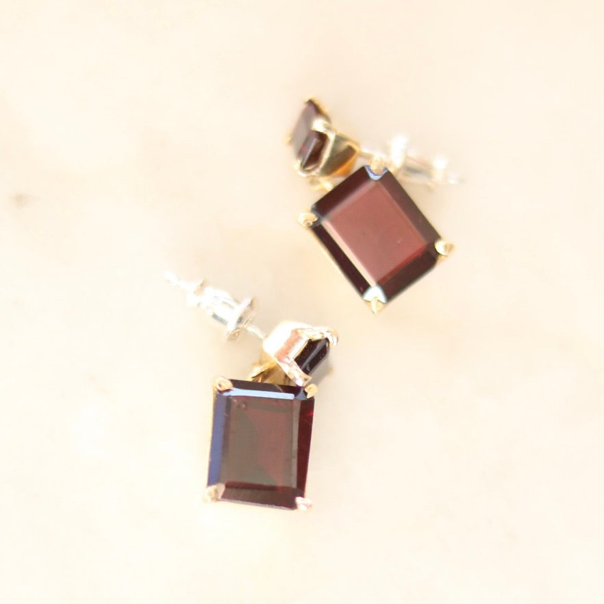 Garnet Gem Drop Earrings