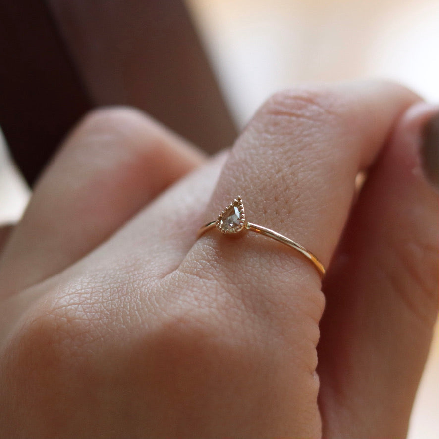 Pear Shape Rose Cut Diamond RIng