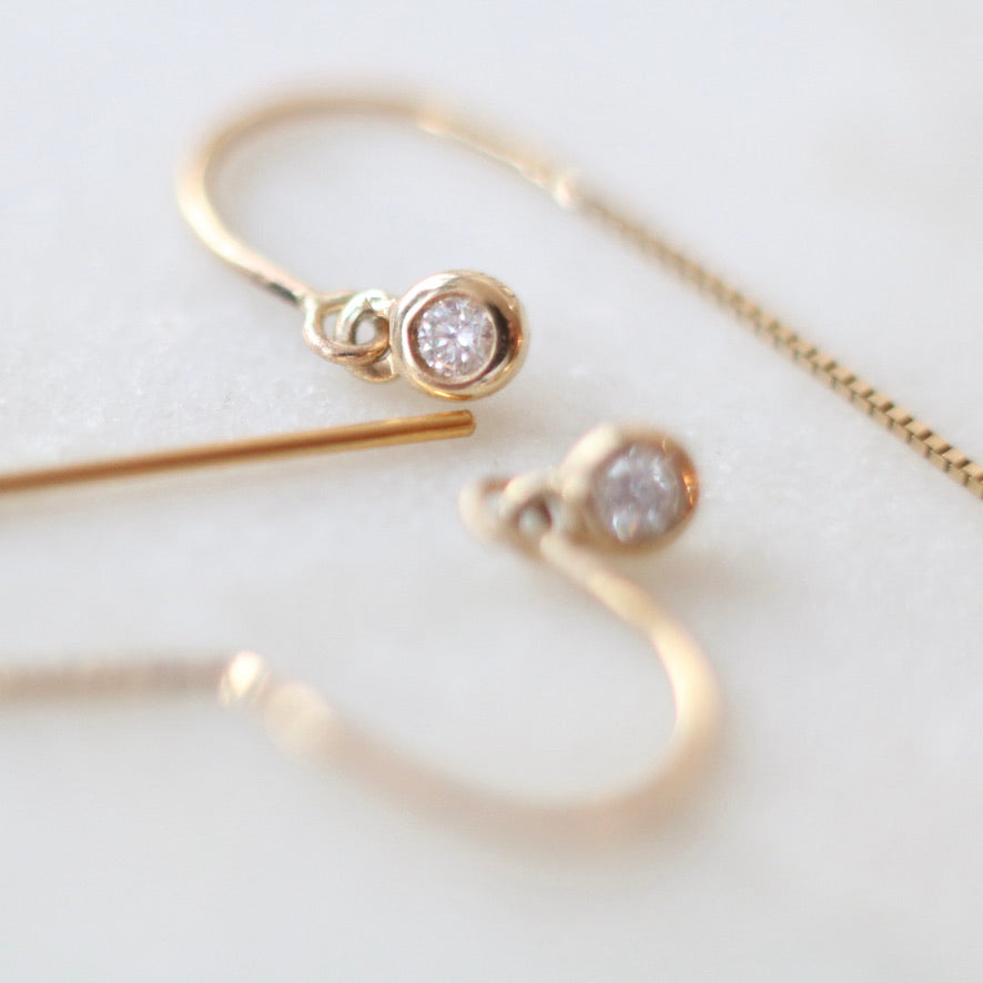 Diamond Thread Through Earrings