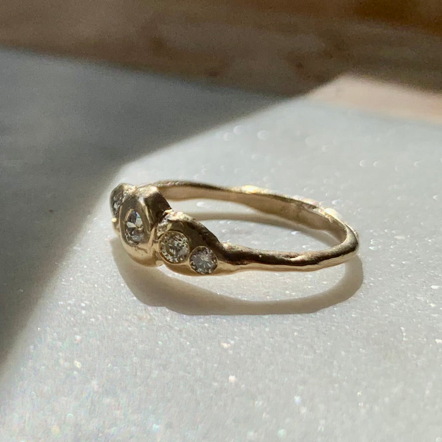 Five Gray Diamond Ring