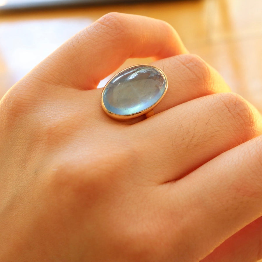 Blue Pond Oval Aquamarine RIng