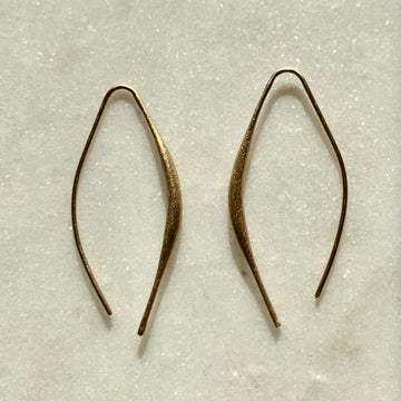 14K Gold Curved Bar Earrings