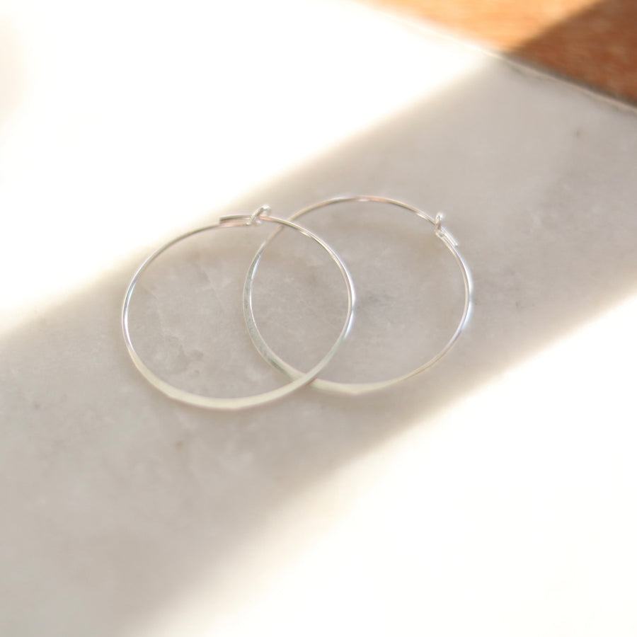 Small Skinny Silver Hoop Earring (25mm)